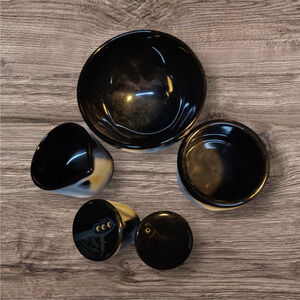 Waechiersbach 5 piece black ceramic tea set